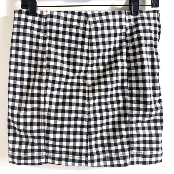 Free People Black And White Gingham Mini Skirt Stretch Cotton 8 Retro Twee - Picture 5 of 17